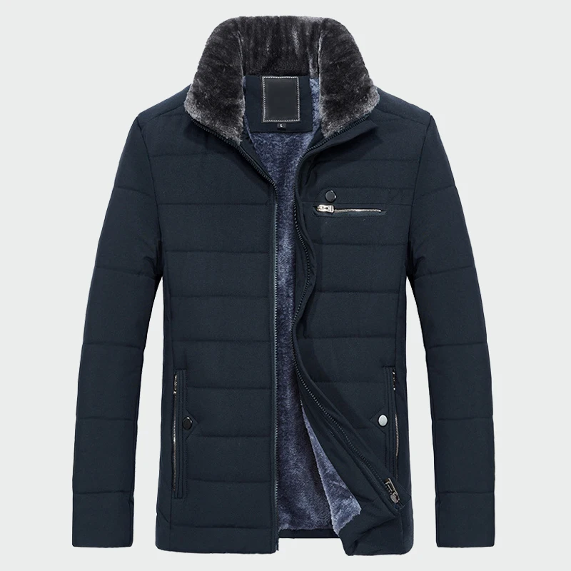 

Fur Collar 2019 New Style Winter Men's Warm Coat Thick Fleece Fashion Long Jackets Mens Brand Clothing Male Overcoat