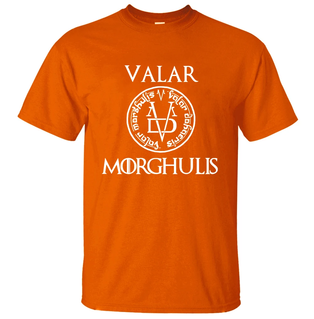 Летняя мужская футболка Valar Morghulis, все мужские футболки с надписью "Игра престолов", повседневные мужские футболки из хлопка