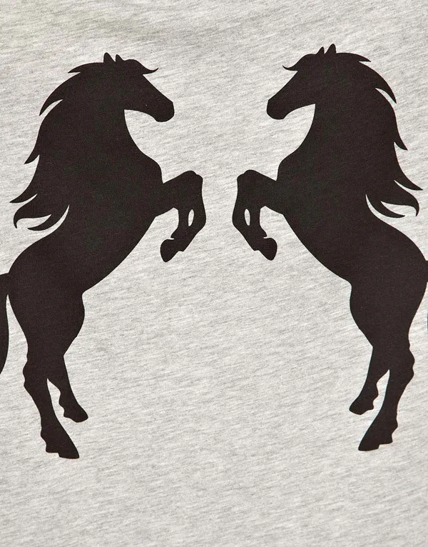 New 2015 Summer Shirt Women Short Sleeve O Neck T Shirts Back standing Pair Horses Pattern Tops Casual Clothes In Stock | Женская одежда