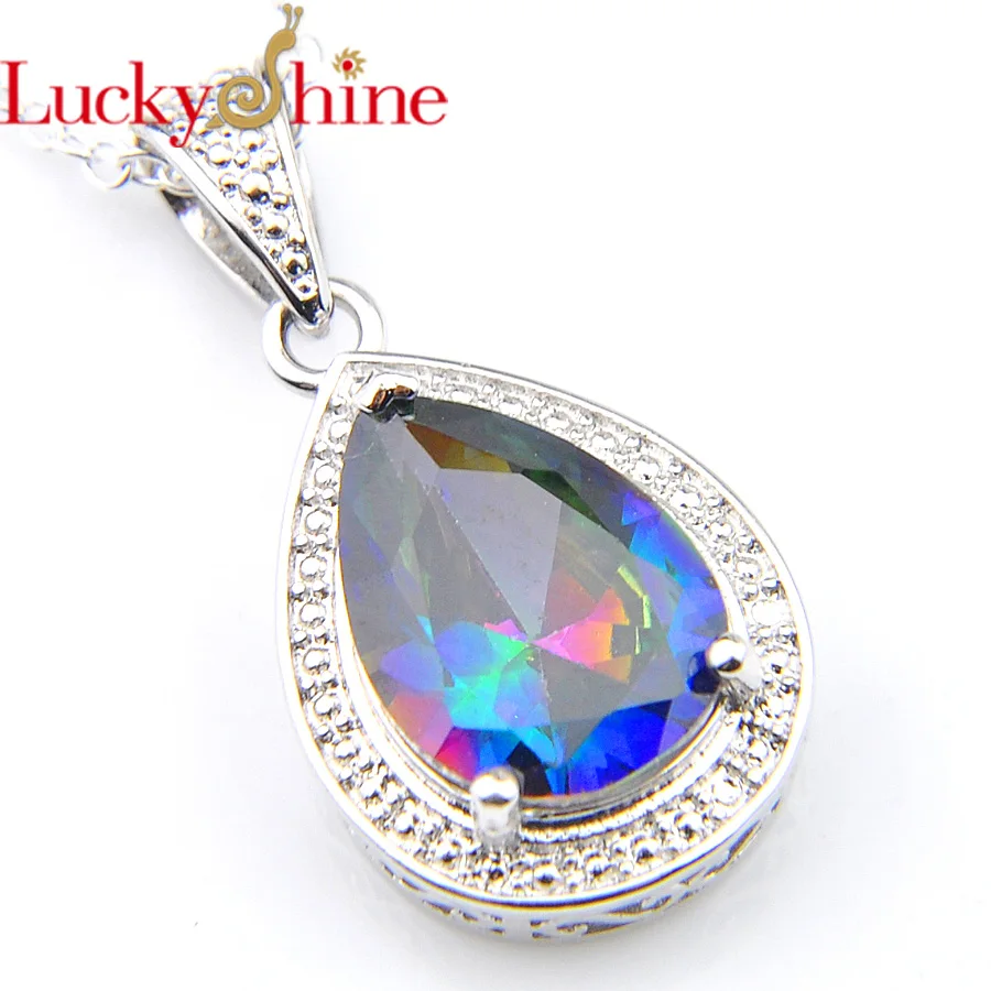 LuckyShine классические винтажные Подвески в виде радужной капли воды с кубическим