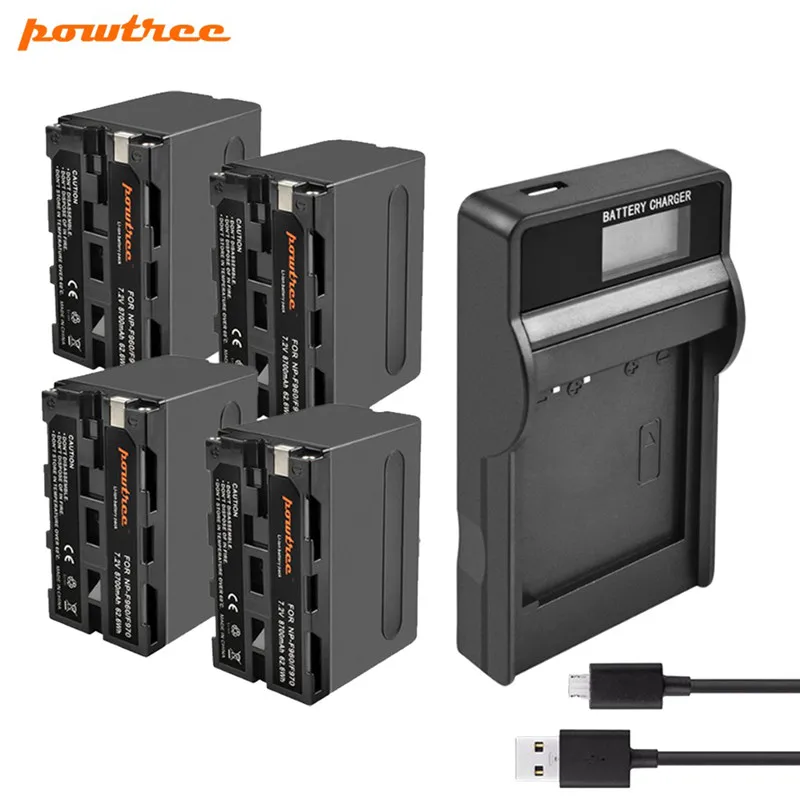 Powtree для sony NP F960 F970 F950 цифровой Камера Батарея + USB Зарядное устройство MVC FD90 FD91