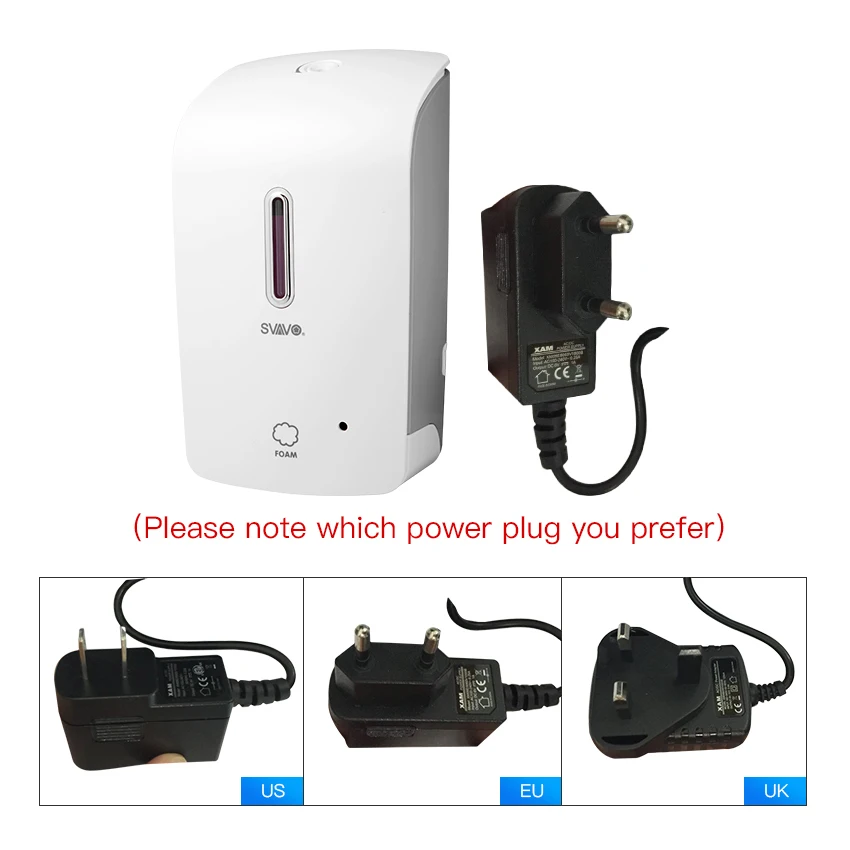 grey with adaptor SVAVO 1000 мл автоматический дозатор мыла настенный инфракрасный умный датчик Ванная комната KitchenShower шампунь дозатор мыла - Цвет: grey with adaptor