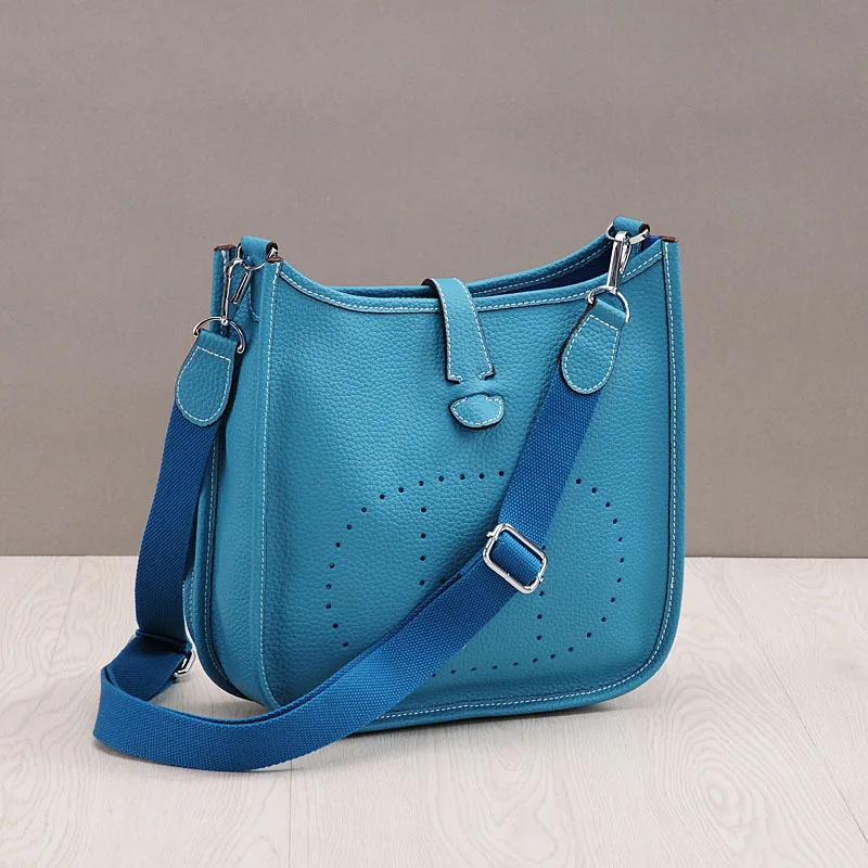 blue17CM Новые сумки из натуральной кожи, женские сумки-мессенджеры, Дизайнерские повседневные женские сумки-тоут через плечо - Цвет: blue17CM