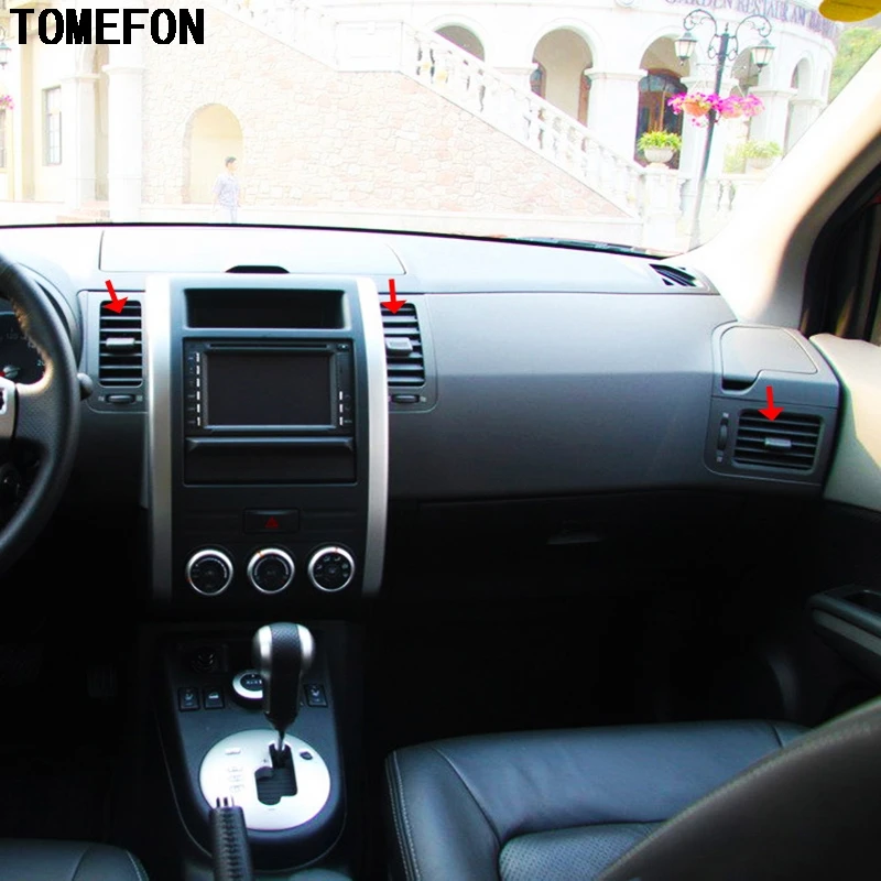 TOMEFON для Nissan X-Trail T31 ABS Хромированная передняя крышка на вентиляционное отверстие средняя отделка интерьер XTrail X Trail от 2008 до 2013 автомобиль-Стайлинг