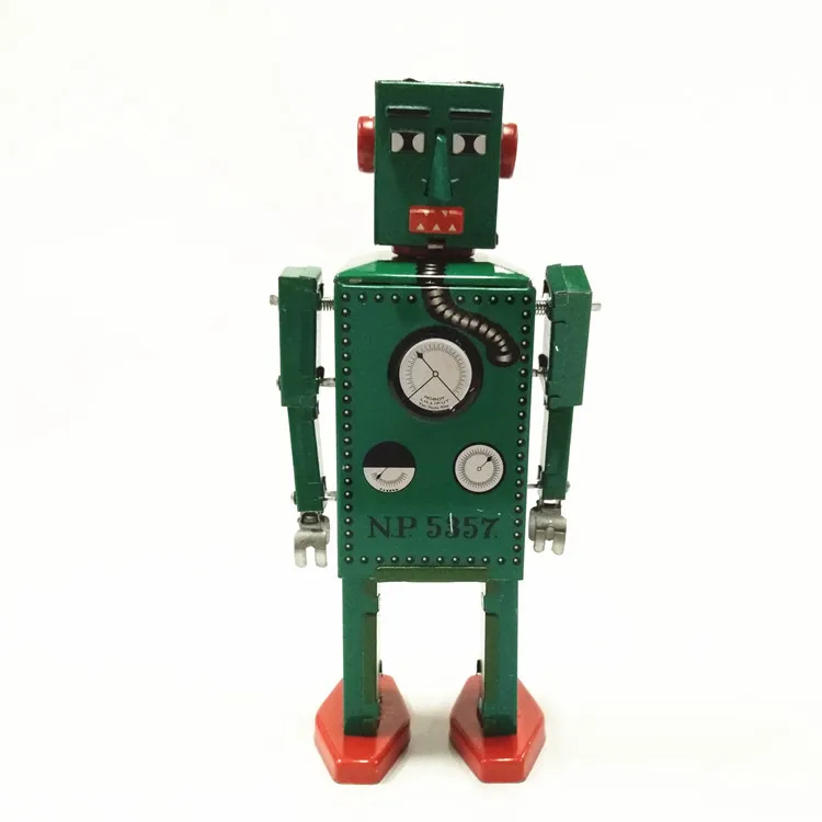 [Funny] взрослая Коллекция Ретро заводная игрушка металлическая оловянная ИГРУШКА РОБОТ LILLIPUT механическая игрушка заводные игрушечные фигурки модель детский подарок - Цвет: Зеленый