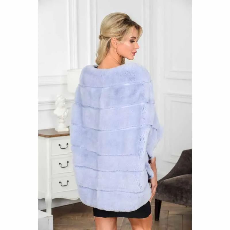 TOPFUR новинка зимняя накидка из натурального меха небесно голубой цвет шаль