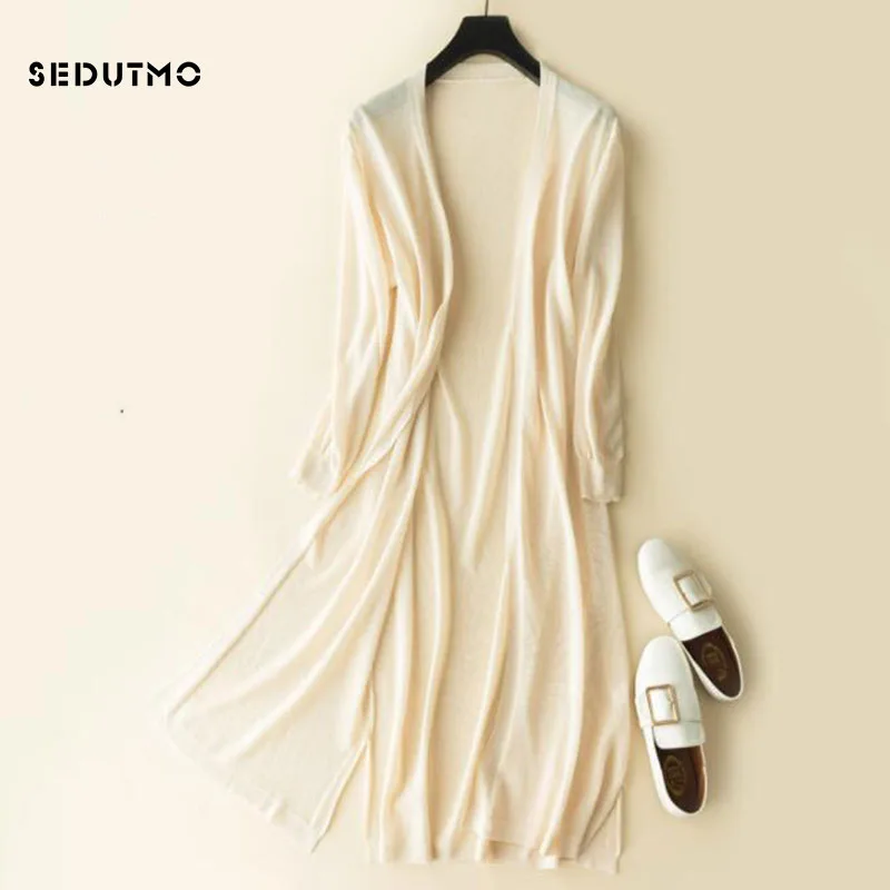 Летнее Длинное кимоно SEDUTMO Женский вязаный кардиган блузка тонкие осенние Топы в