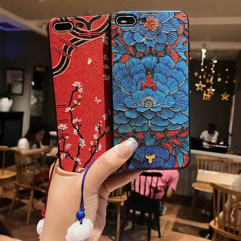 JIBAN китайский стиль дворца кисточкой чехол для iPhone X XS XR XSMAX 6 6s плюс 7 plus 8 Мягкая