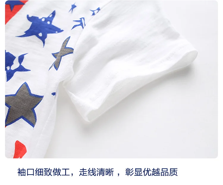 2017 новая летняя хлопковая Детская рубашка с короткими рукавами и круглым вырезом