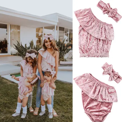 Летняя детская одежда для маленьких девочек спортивный костюм маленькой сестры