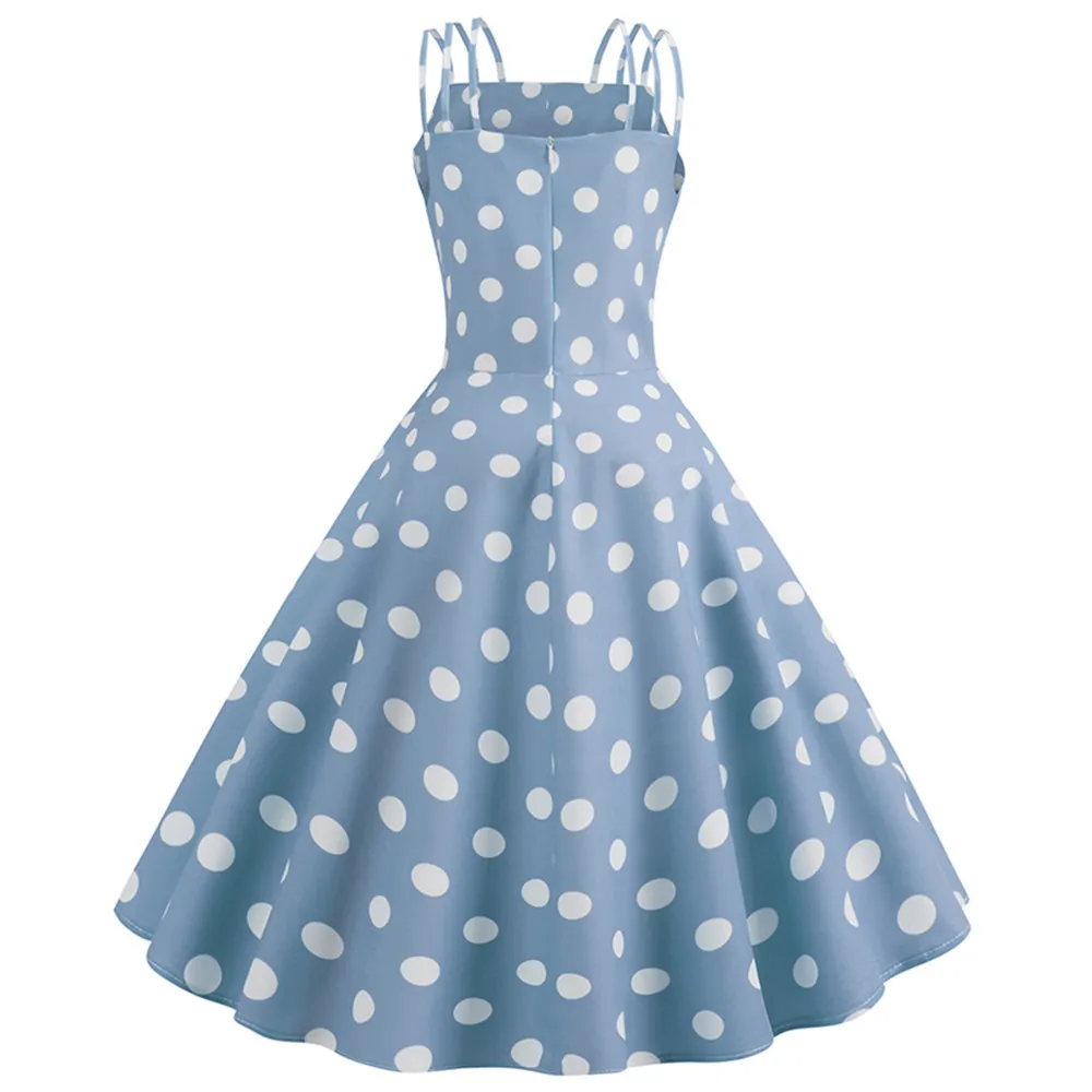 Летние женские платья Хепберн ретро халат винтажные платья Vestidos 50s 60s рокабилли Pin Up черный горошек Свинг платья