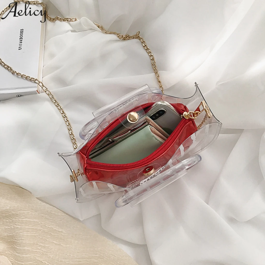 Aelicy женская прозрачная маленькая квадратная сумка на одно плечо из ПВХ 2 шт.
