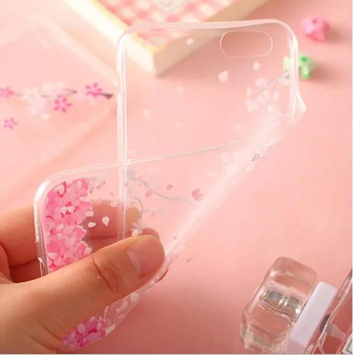 Sakura Relief Painted Phone Cases For iPhone 6 6s plus 5 5S SE Case Shell Coque Soft Silicone Transparent Cover |