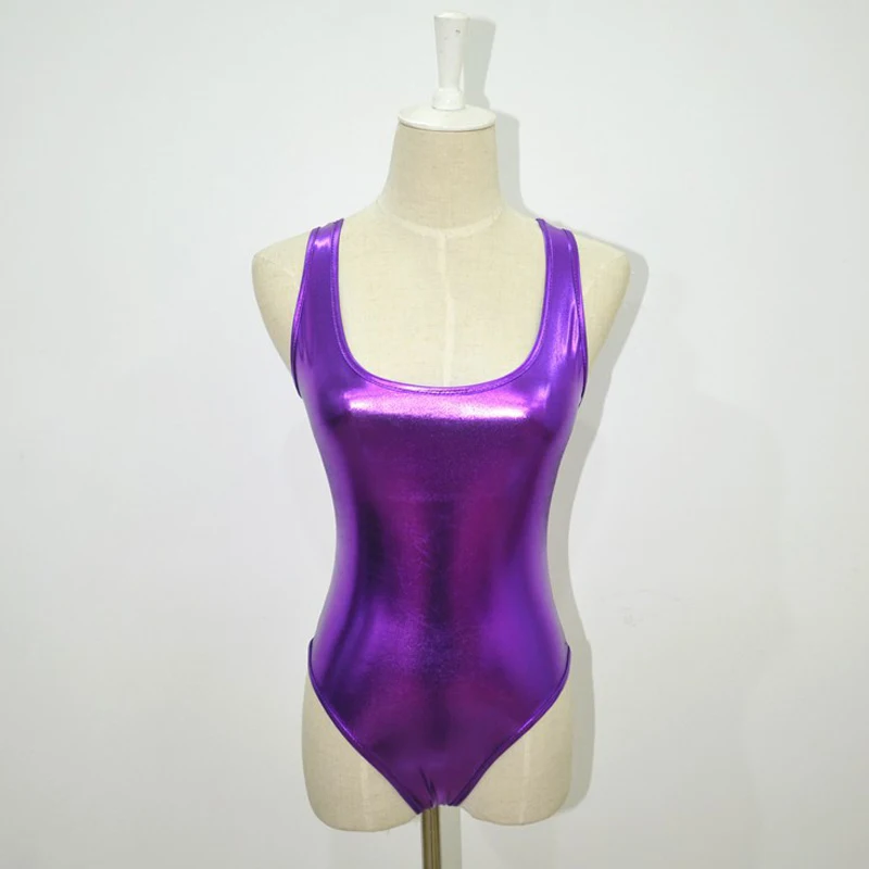 Сексуальный женский Блестящий из искусственной кожи ПВХ с высоким вырезом