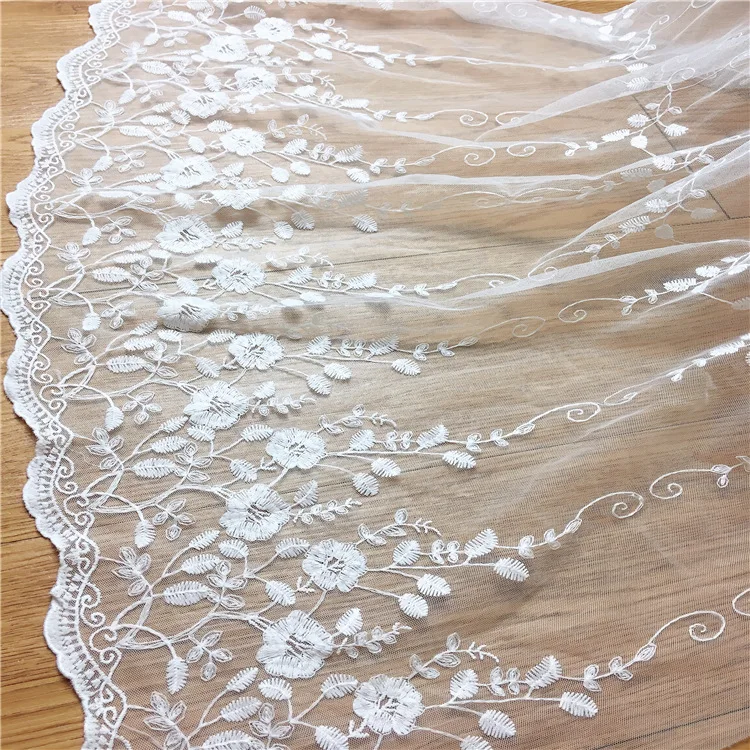 2 ярдов молочный шелк двустороннее позиционирование вышивка сетчатая Тюлевая