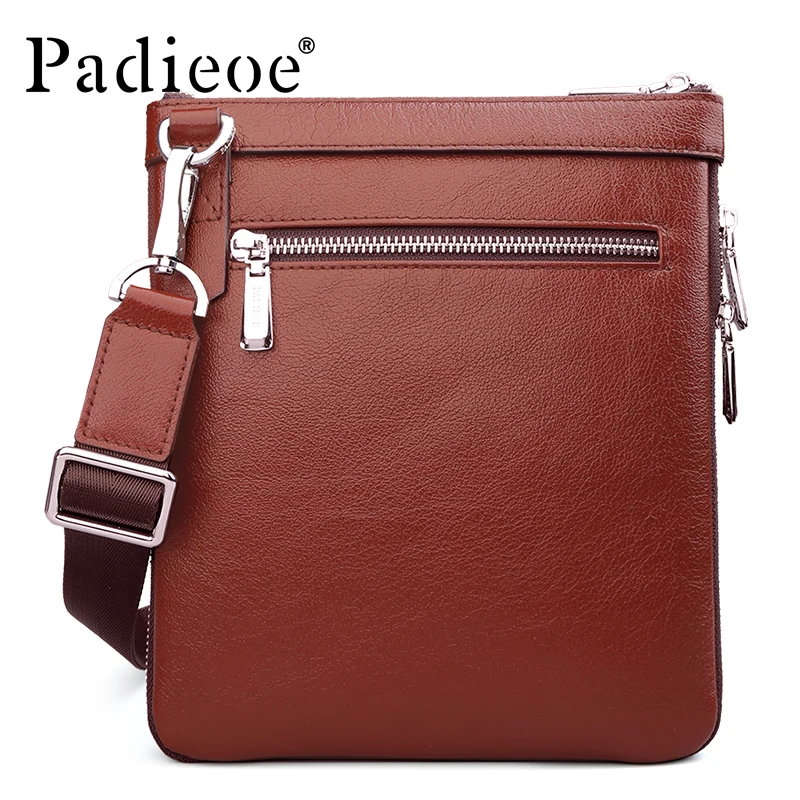 Padieoe Business Genuine Leather Male Messenger Bag Natural Cowskin Men's Travel Crossbody Fashion Men Office Shoulder | Багаж и сумки