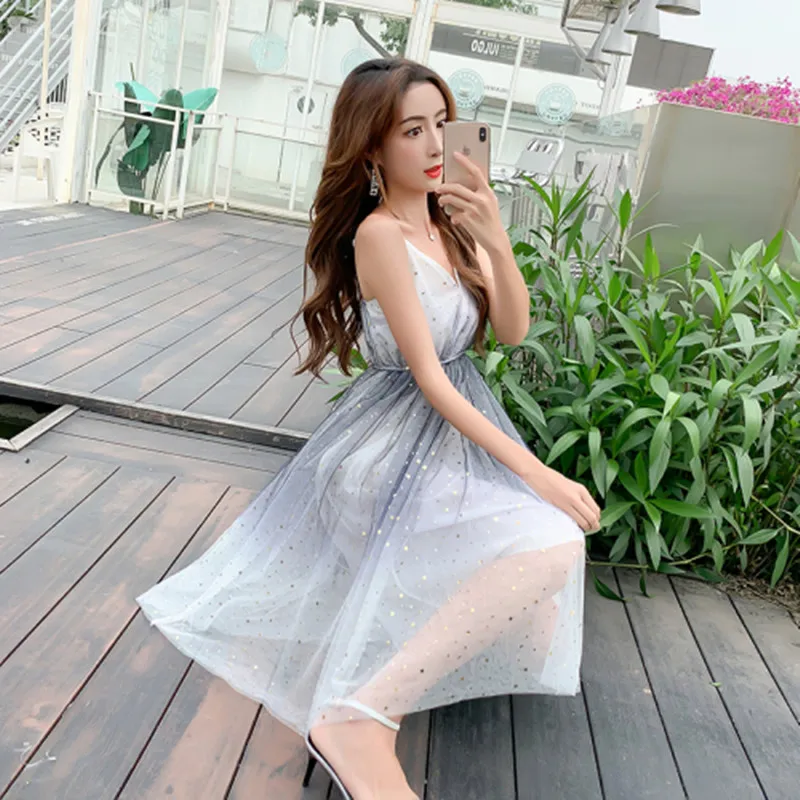 MSSNNG Real Shot 2019 Лето Новая мода темперамент сладкий блестки талии было тонкое