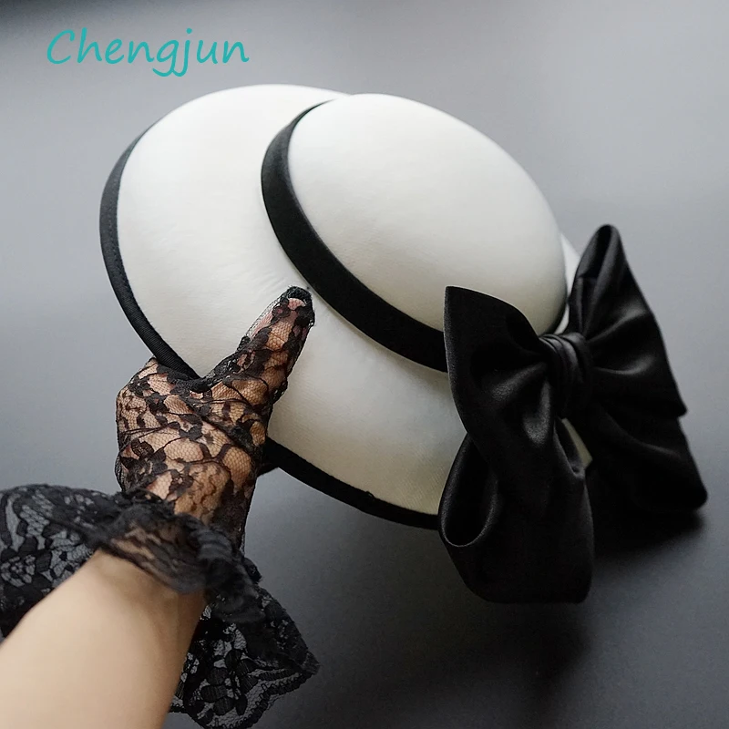 Chengjun Новое поступление элегантные женские черные и белые свадебные шапки с