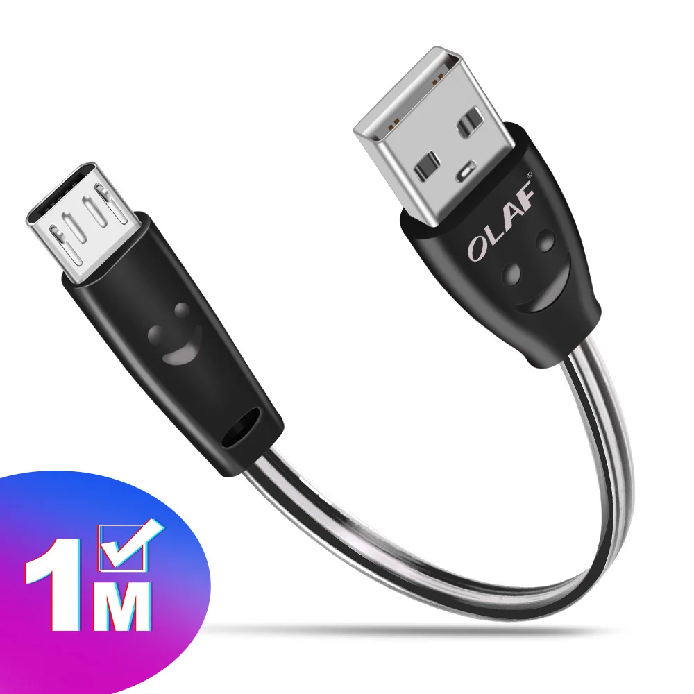 Олаф микро USB светящийся светодиодный светильник Быстрая зарядка данных улыбка мобильный телефон кабель для samsung Xiaomi Redmi Android usb зарядный шнур 1 м