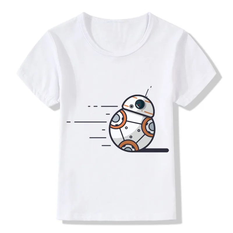 whiteE BB-8 на ходу, Детские Забавные футболки Летние футболки для мальчиков и девочек с принтом «Звездные войны», детская повседневная одежда для малышей ooo5163 - Цвет: whiteE