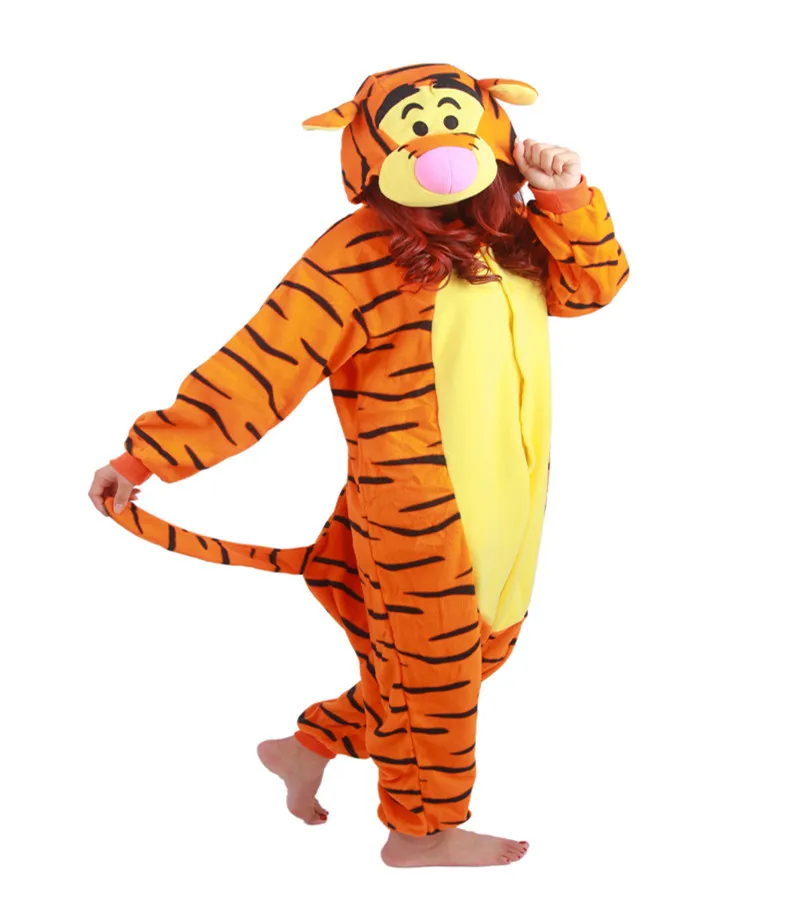Новый стиль флисовая Пижама С Рисунком Тигра Свободный комбинезон для