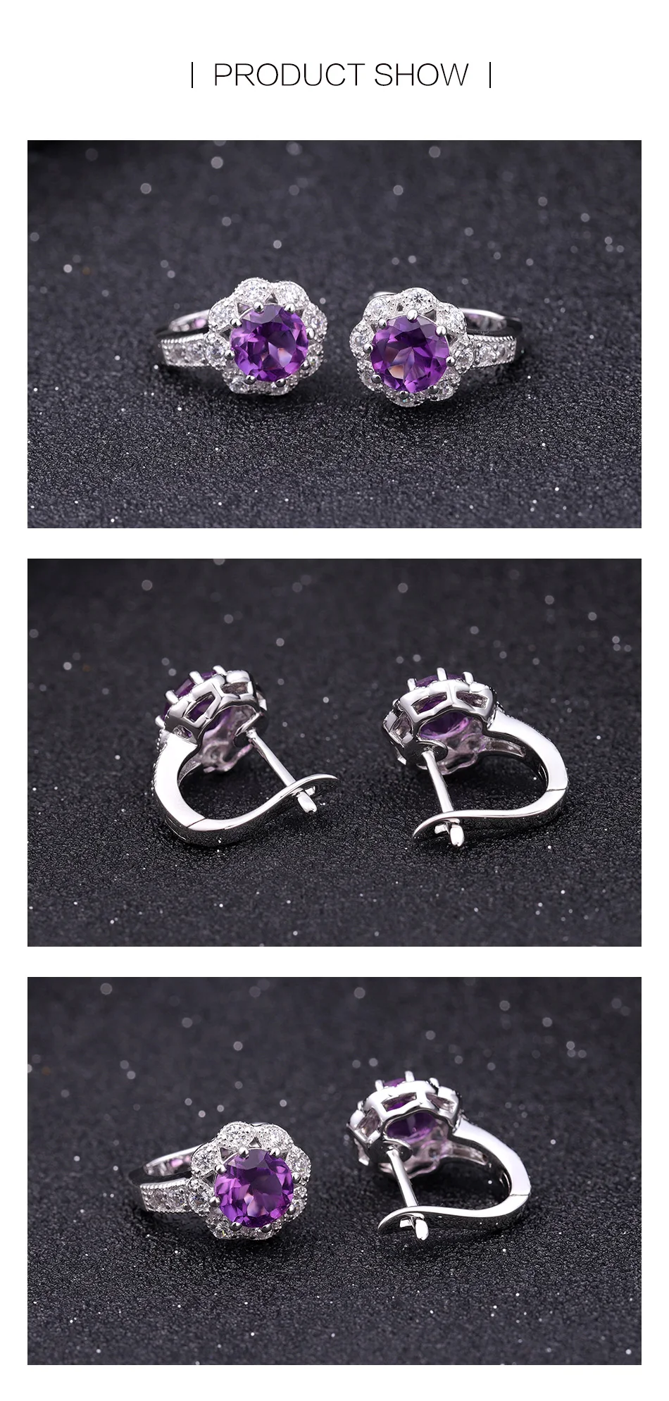 GEM'S BALLET 2.71Ct натуральный аметистовый драгоченный камень, серьги, 925 пробы серебряные серьги-гвоздики для помолвки для женщин, хорошее ювелирное изделие