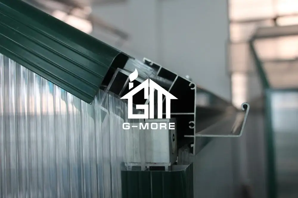 Выдвижная теплица алюминиевая рама УФ обработанный поликарбонат лист зеленый