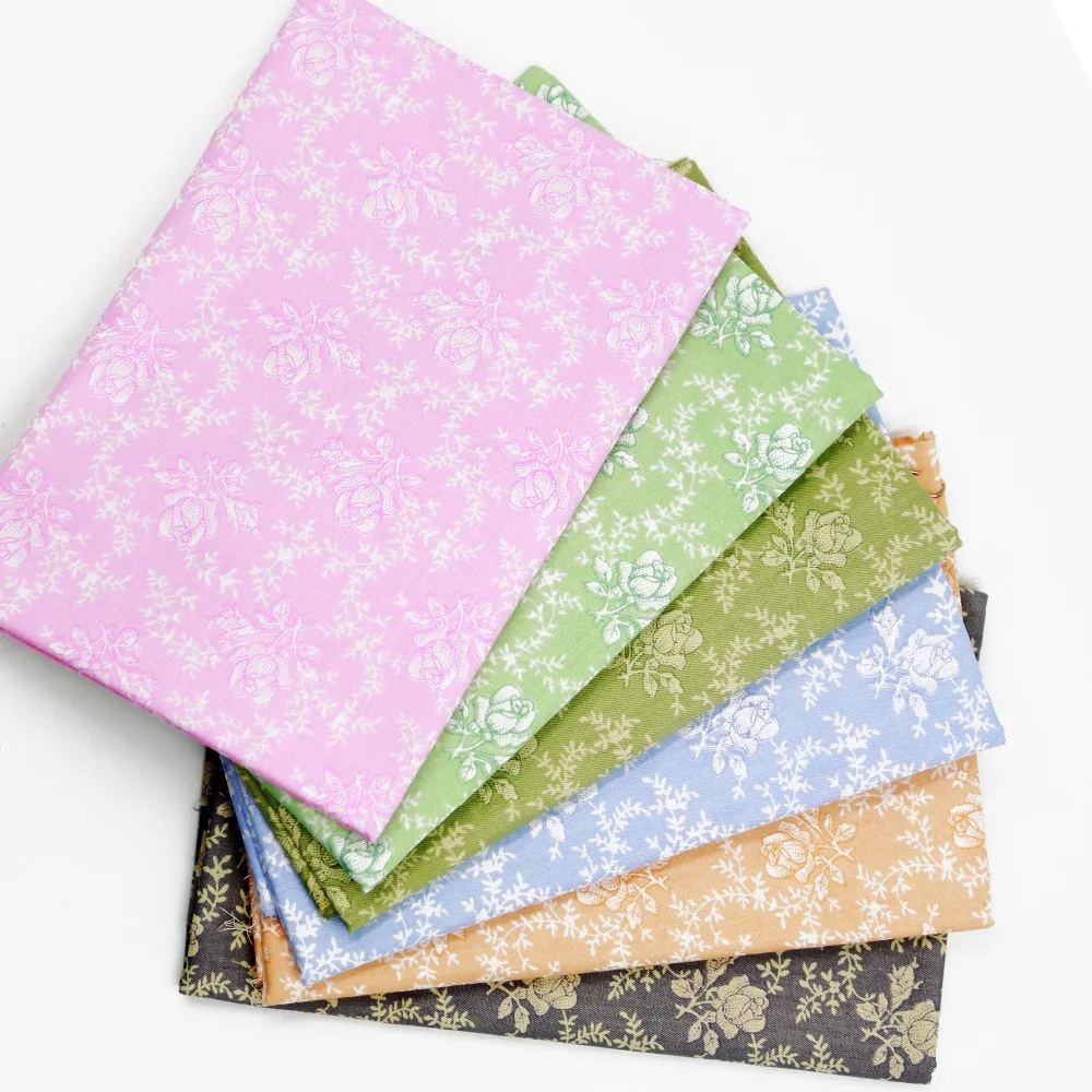 2017 6 шт./лот элегантный цветок розы хлопок Ткань лоскутное шитье Вышивание ручной