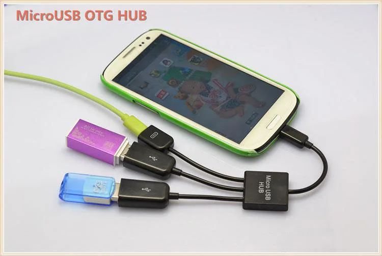 5Pin Micro B Male 2 портовый USB A Женский OTG Хост хаб разветвитель кабель для синхронизации