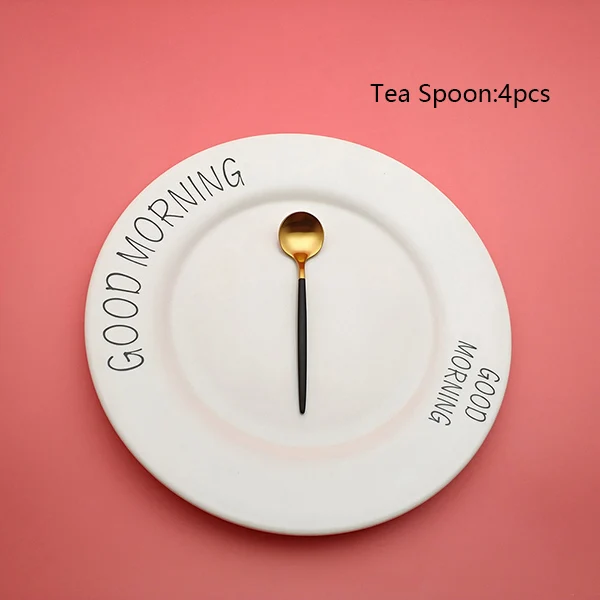 Tea Spoon 4pcs Горячая Распродажа 4 шт Черное золото столовая посуда 304 нержавеющая сталь нож вилка ложка палочки для еды Столовые приборы кухонная посуда столовые приборы набор столовых приборов - Цвет: Tea Spoon 4pcs
