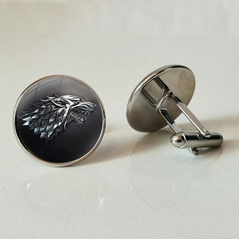 WUSQWSC Silver Plated Game of Power Home Shirt Stark Winter Coming Round Glass Men's Cuffs Cufflinks Gifts Customized | Украшения и