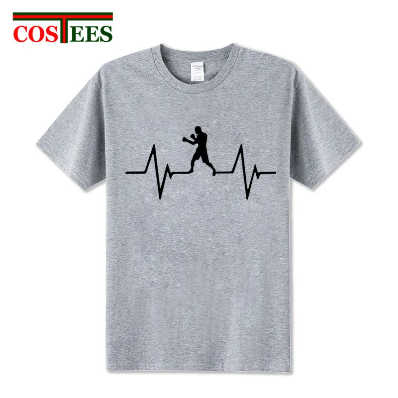 Amazing Boxinger heartbeat Love T-shirt Men Man's Top brand Design Short Sleeve Thanksgiving Day Custom Family normal shirt male | Мужская