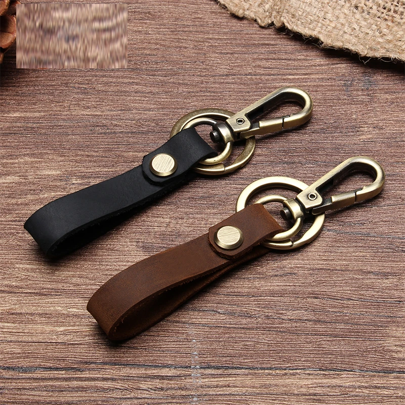 Кольцо для ключей из натуральной кожи мужчин и женщин крючок от дома брелок