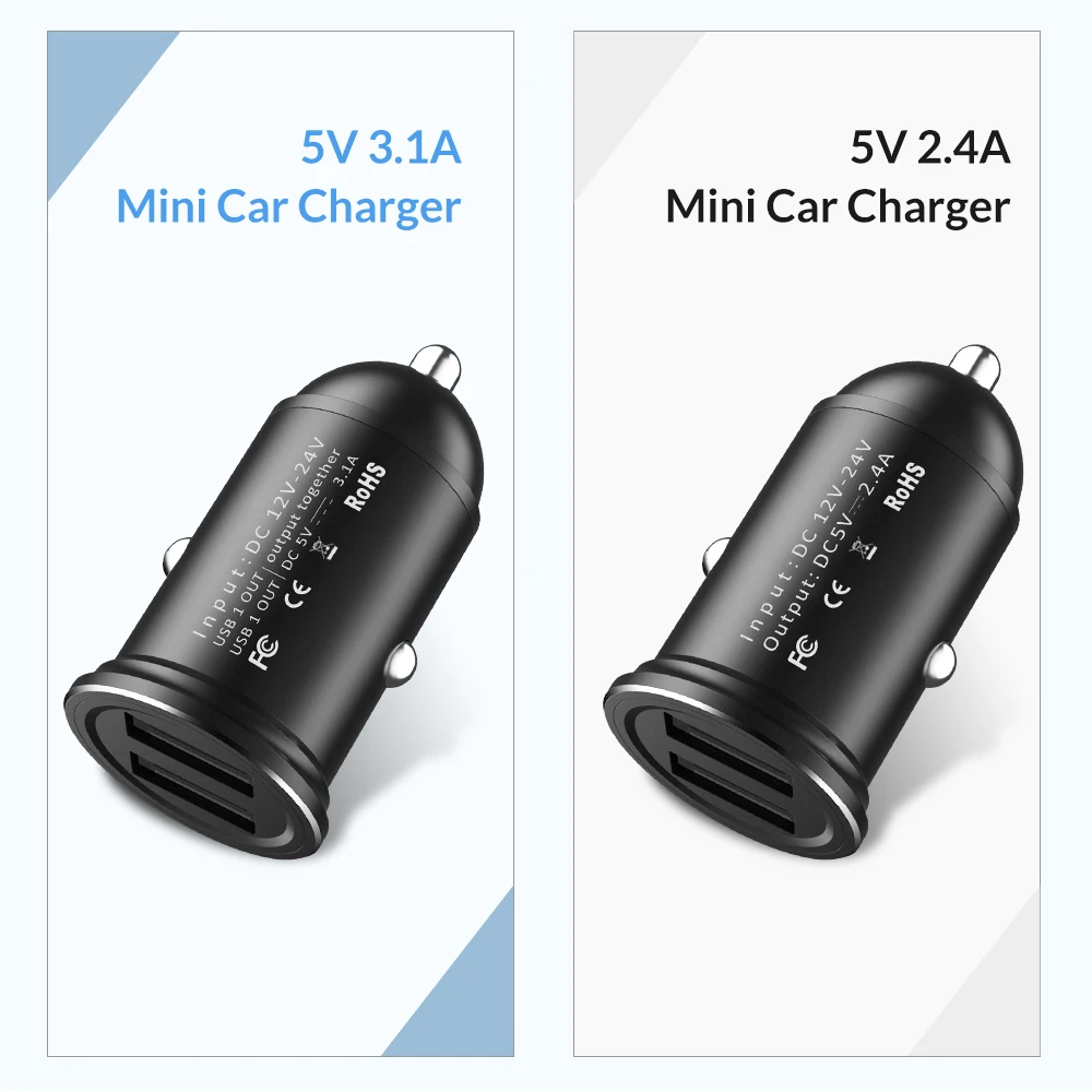 TOPK Mini Dual USB Автомобильное зарядное устройство для iPhone samsung Xiaomi Hauwei 3.1A быстрое зарядное устройство автомобильное зарядное устройство адаптер для мобильного телефона в автомобиле