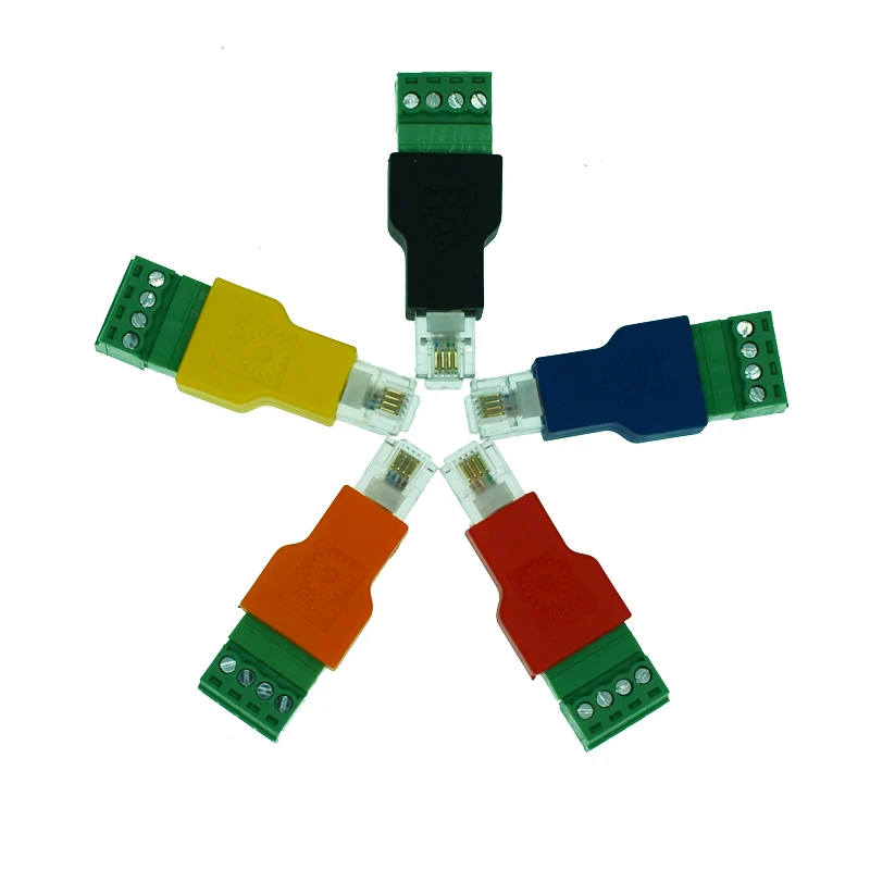 5pcs RJ11 to Screw Terminal Adaptor Male 4 Pin connector splitter for CCTV DVR accessory | Обустройство дома