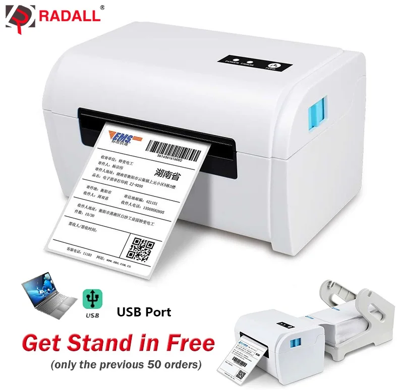 RD-9200 USB 110 мм Термопринтер этикеток адрес термопринтер штрих-код принтер USB/Bluetooth авто пилинг A6 бумага - Цвет: RD-9200 USB