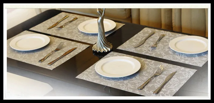 Набор из 4 цвета: золотистый серебристый ПВХ обеденный стол Коврики