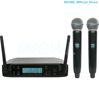 pro qlx d receiver beta58 uhf dual handheld stage wireless microphone system karaoke 2 headset lavalier beige mic set
