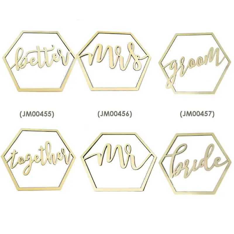 2pcs Wooden Ribbon Wedding Chair Signs DIY Wedding Engagement Party Decoration Bride&Groom/Mr&Mrs/Better&Together Wedding Decor