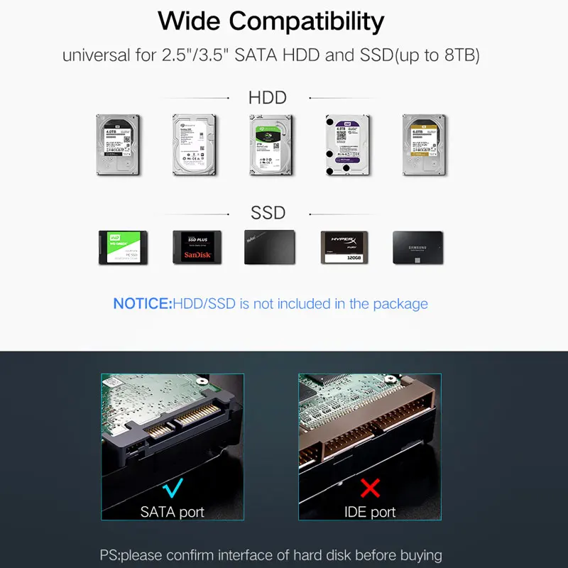 Portable 3.5-inch Sata III to USB3.0 external HDD/SSD hard disk drive enclosure/case 6Gbps UASP for Desktop/Notebook/Macbook | Компьютеры