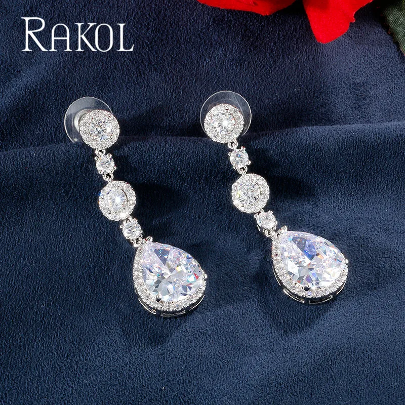 Женские серьги-капельки RAKOL роскошные серьги с кубическим цирконием и