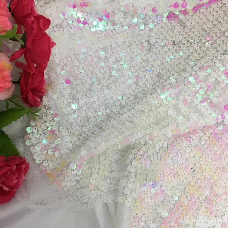 Зеркальная белая сетчатая кружевная ткань фототкань для свадебного платья