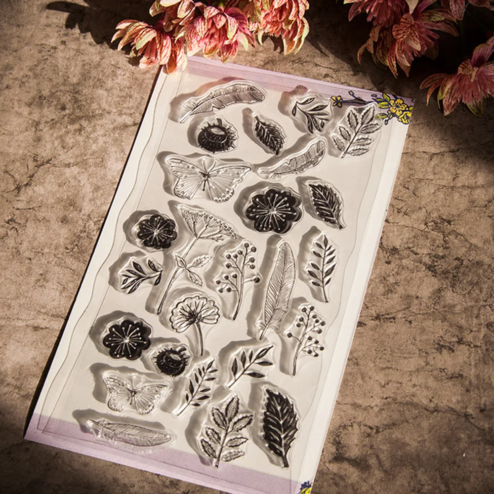 Бабочка цветок лист прозрачный стандартный штамп печать Скрапбукинг штампы