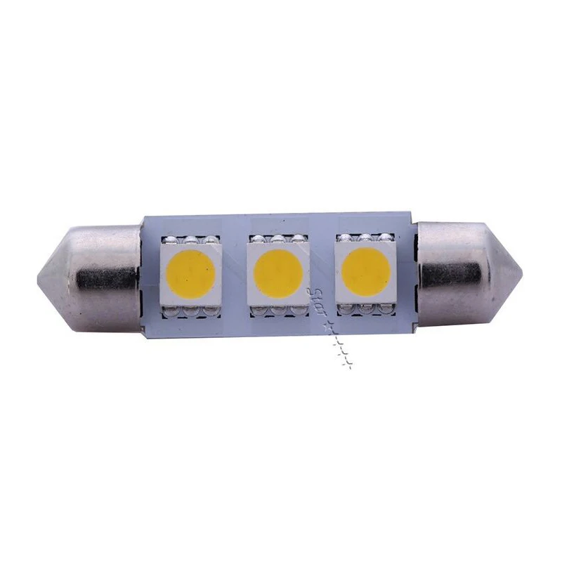 

Автомобильная светодиодная лампа 12 В C5W 3 SMD 5050, холодный белый свет