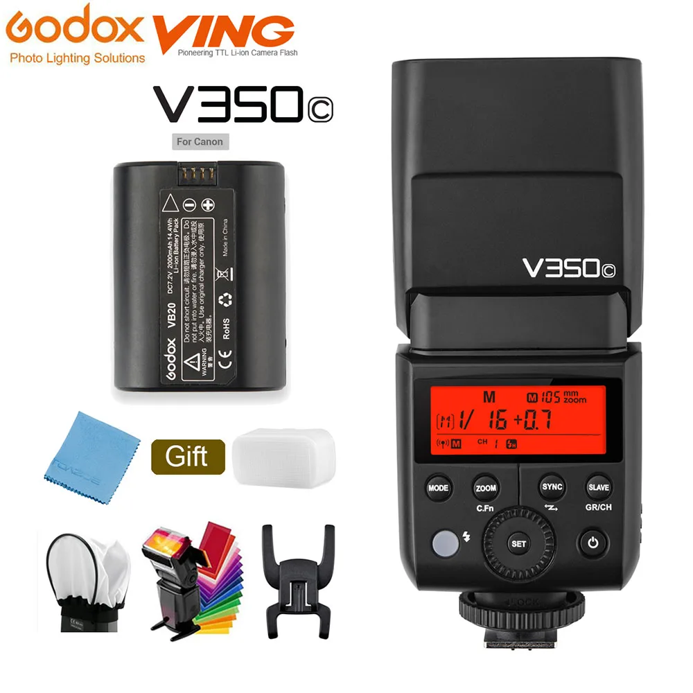 V350C Only Godox V350C ttl HSS 1/8000 s GN36 0,1~ 1,7 s переработанная камера Speedlite вспышка Встроенная литиевая батарея с X1T-C триггером для Canon - Цвет: V350C Only