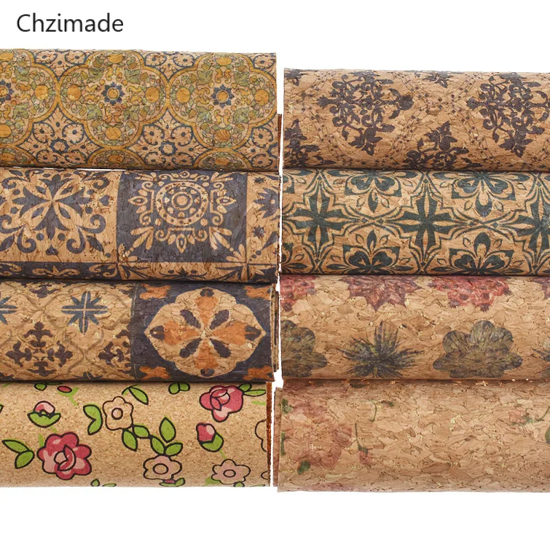 Chzimade 1 ярд винтажный цветочный узор мягкая пробковая ткань синтетическая кожа