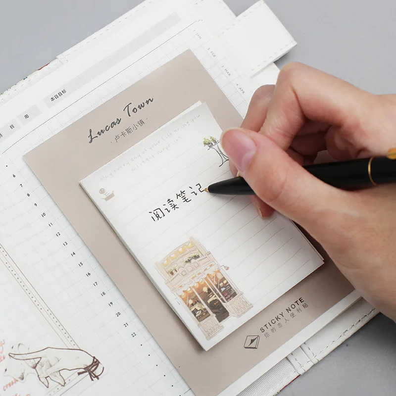 TUNACOCO 30 листов Lucas Town Sticky Note блокнот стикер для украшения офиса школьные