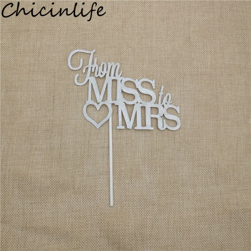Chicinlife 1 шт. Золотые/серебряные блестки от Miss до Mrs торт Топпер Свадебные юбилей девичник вечерние принадлежности для душа невесты
