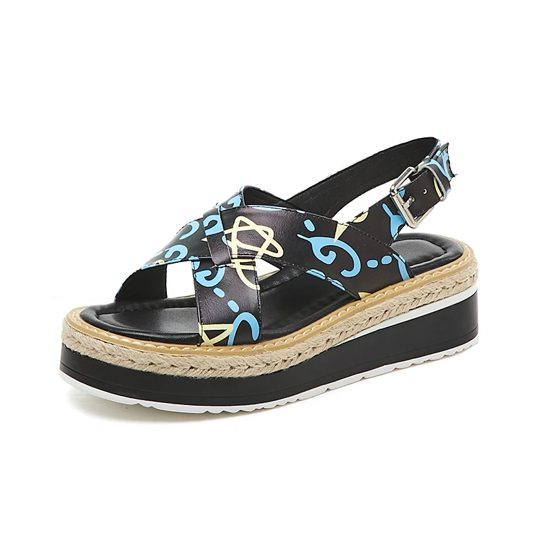 DORATASIA 2019 новые модные сандалии INS с принтом женские летние из коровьей кожи на