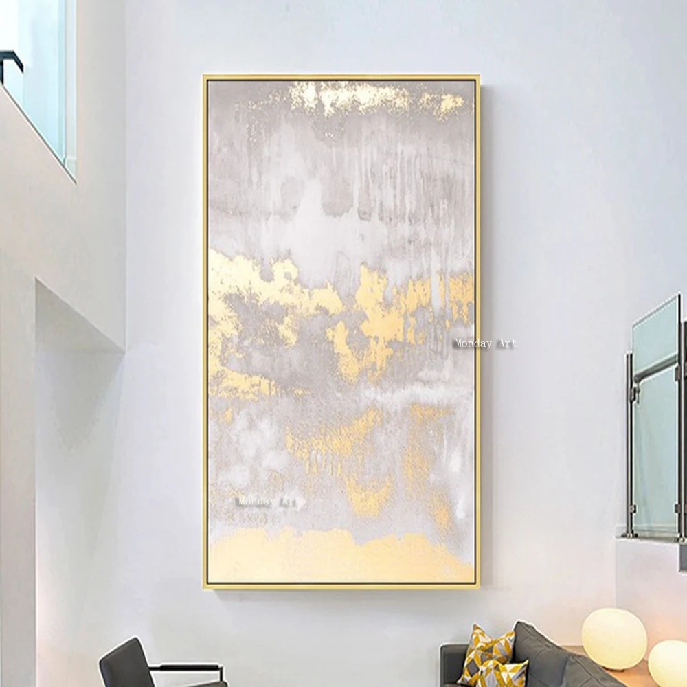 Золотая картина маслом ручной работы абстрактная живопись для гостиной спальни